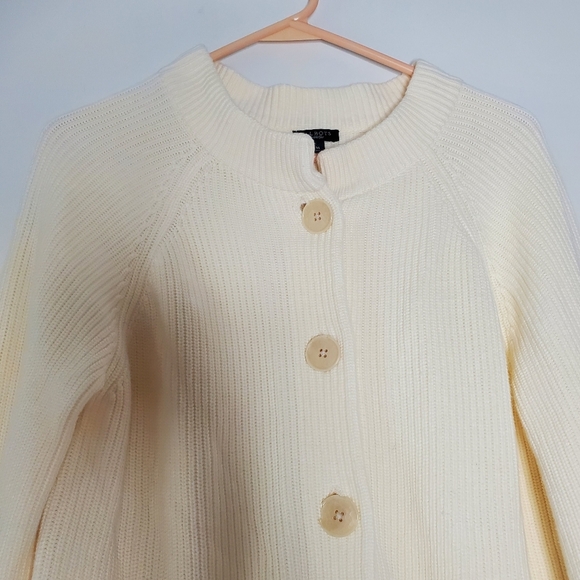 Talbots Womens Knit Cardigan Sweater Size M Button Front Cream Neutral Old Money - Picture 3 of 12
